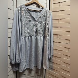 Baby Blue Dress with Leafy Details